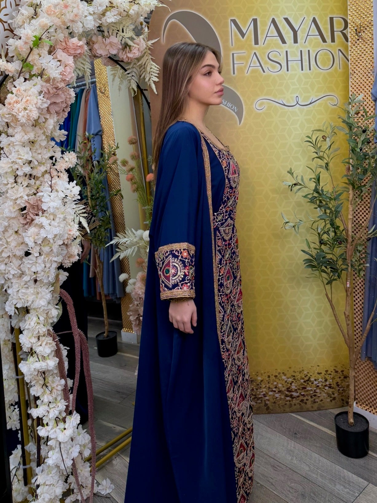 Royal Sapphire Embroidered Abaya – MayarFashion